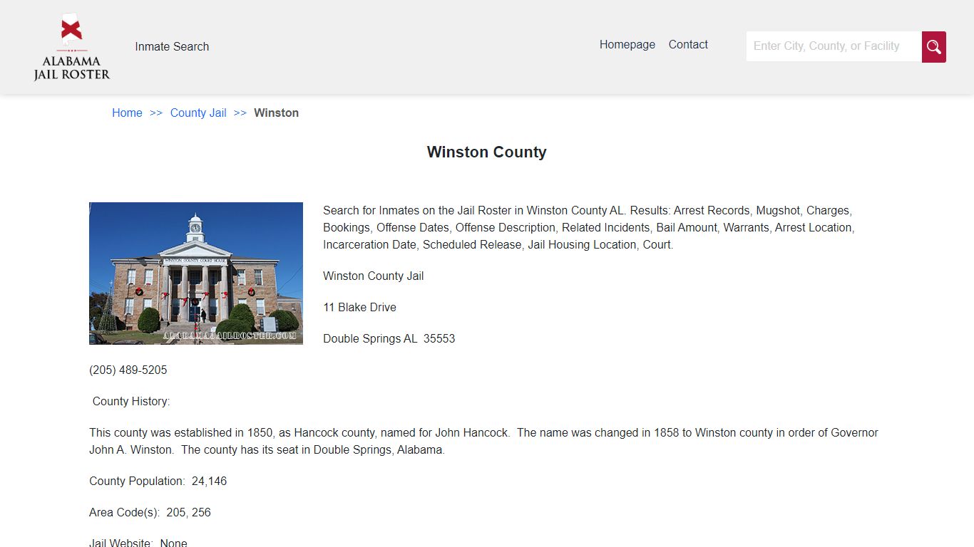 Winston County | Alabama Jail Inmate Search