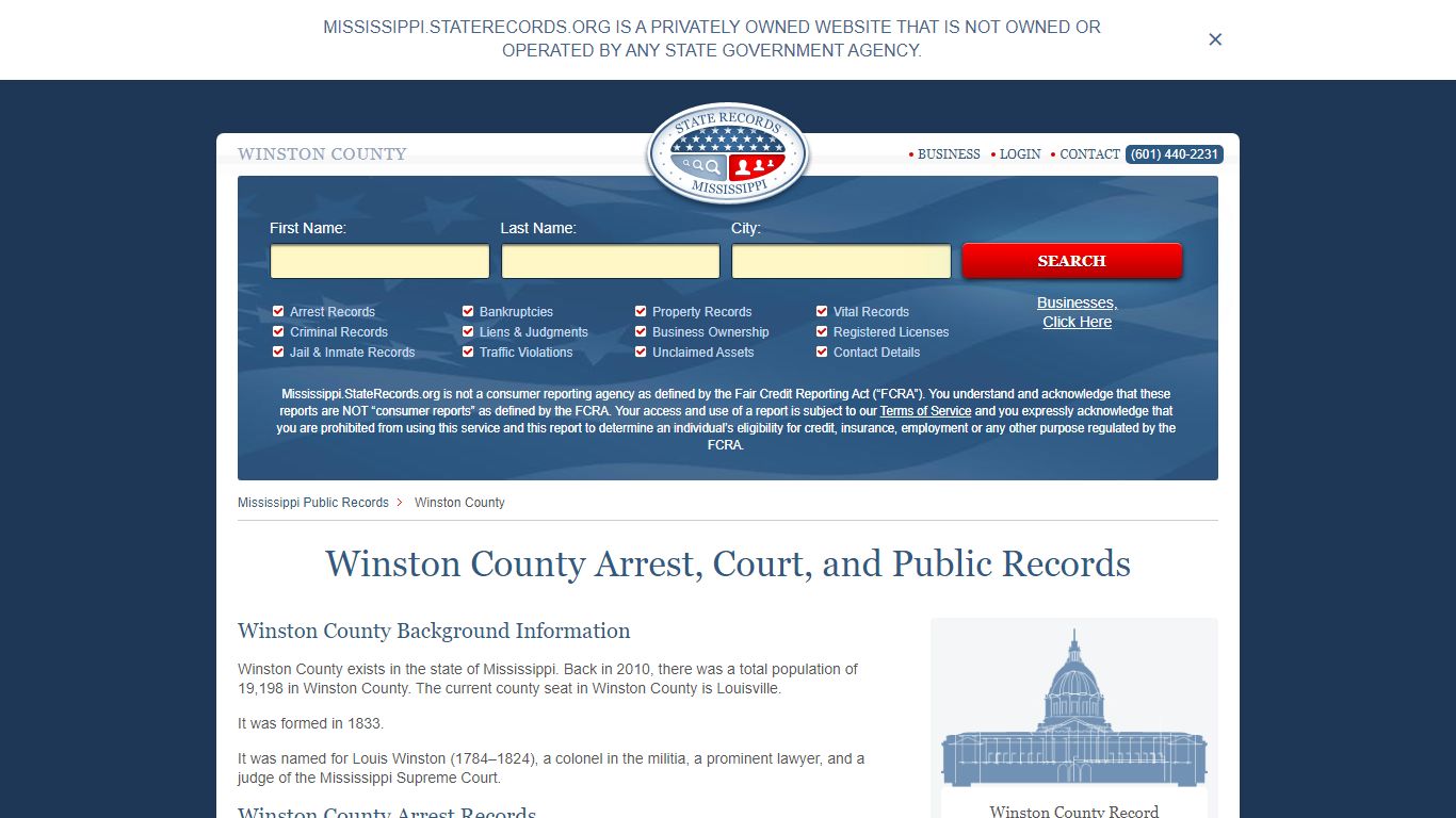 Winston County Arrest, Court, and Public Records