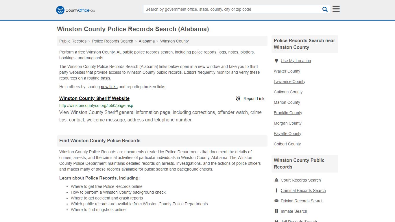 Police Records Search - Winston County, AL (Accidents & Arrest Records)