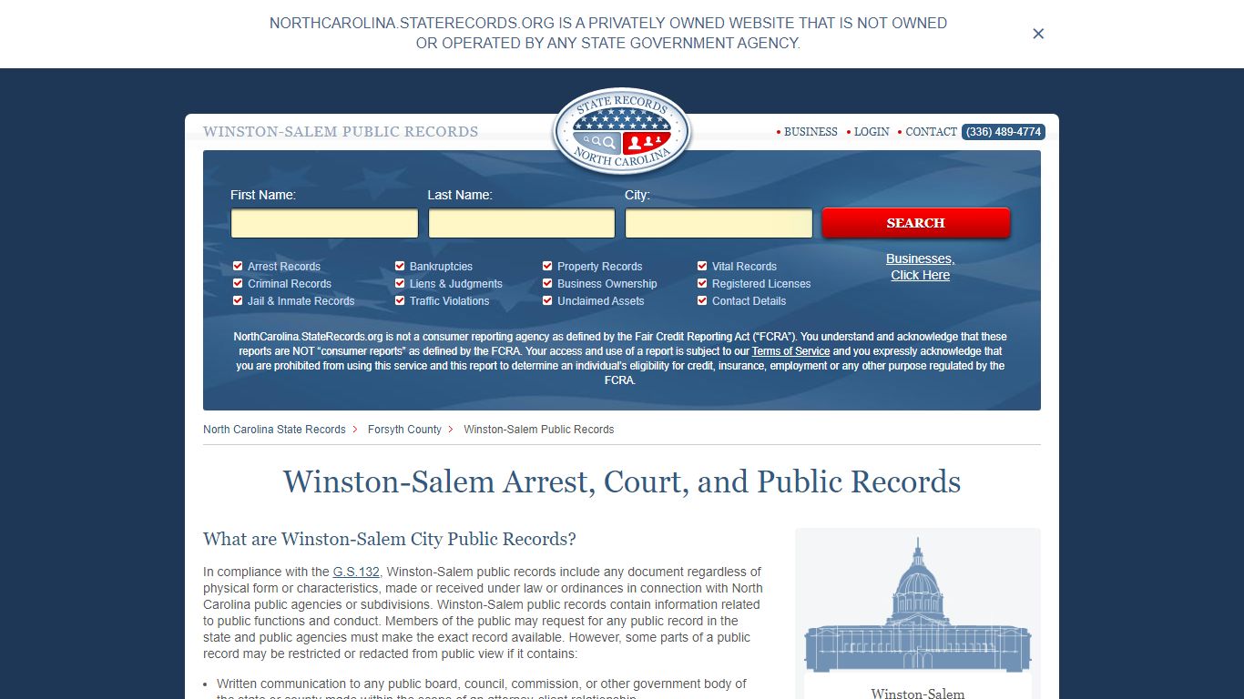 Winston-Salem Arrest, Court, and Public Records